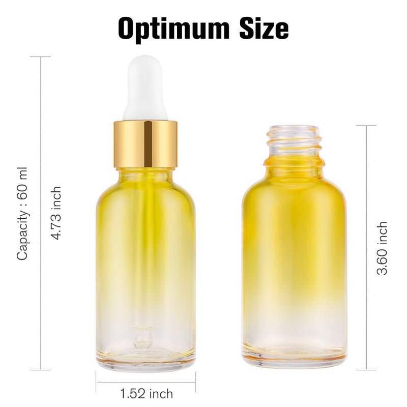 PrettyCare Glass Eye Dropper Bottles 2oz (60ml), 63 Pack Rainbow Empty Thick Bottles Bulk with Leakproof Golden Caps - With Labels & Funnels for for Storage, Travel,Essential Oils, DIY Serums, Tinctur - Image 3